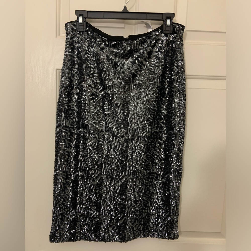 Gray Sequin Midi Skirt